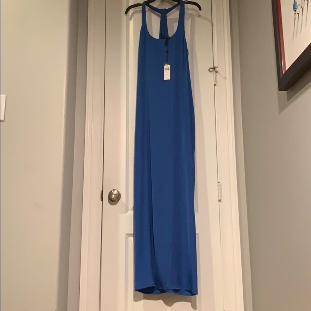 BCBG - Blue full length razor back silky dress